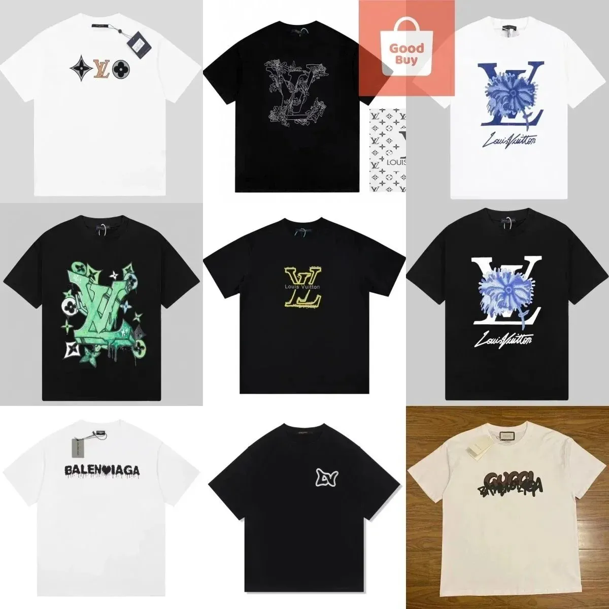 Balenciaga T-shirt z dużym nadrukiem, czarno-biała grafika i prosty krój