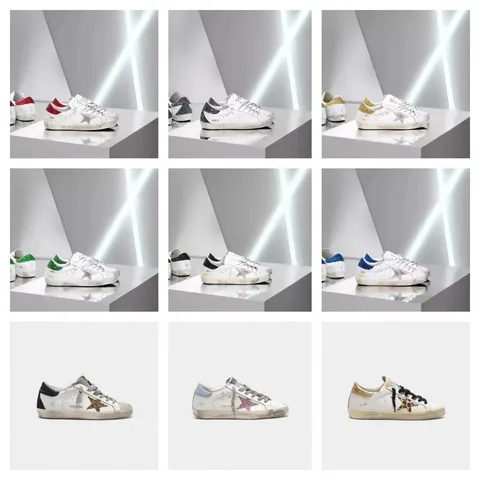 Golden Goose Distressed Low-Top Sneakers with Glitter and Star Detail