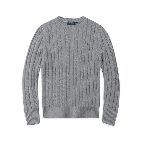Ralph Lauren Grey Cable-Knit Crewneck Sweater