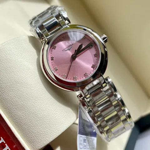 Longines Stainless Steel Watch with Pink Dial
