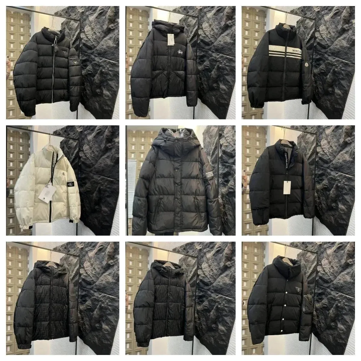 Unbranded puffer jacket in a boxy hooded silhouette with quilted panels.
