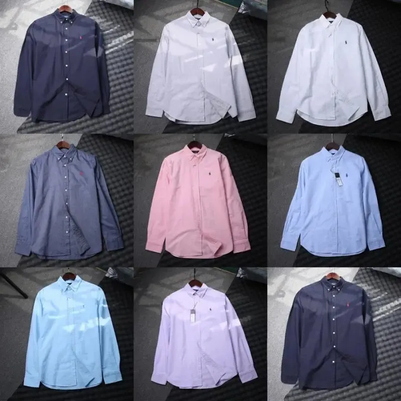 Ralph Lauren long sleeve button-down shirt in navy with a small chest logo.