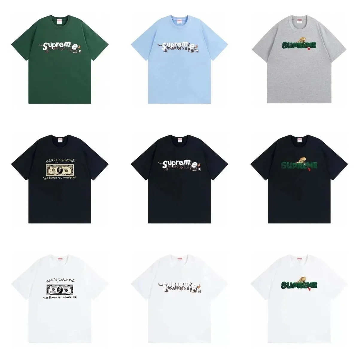 Supreme graphic short-sleeve T-shirt shown in multiple colorways with a chest print.