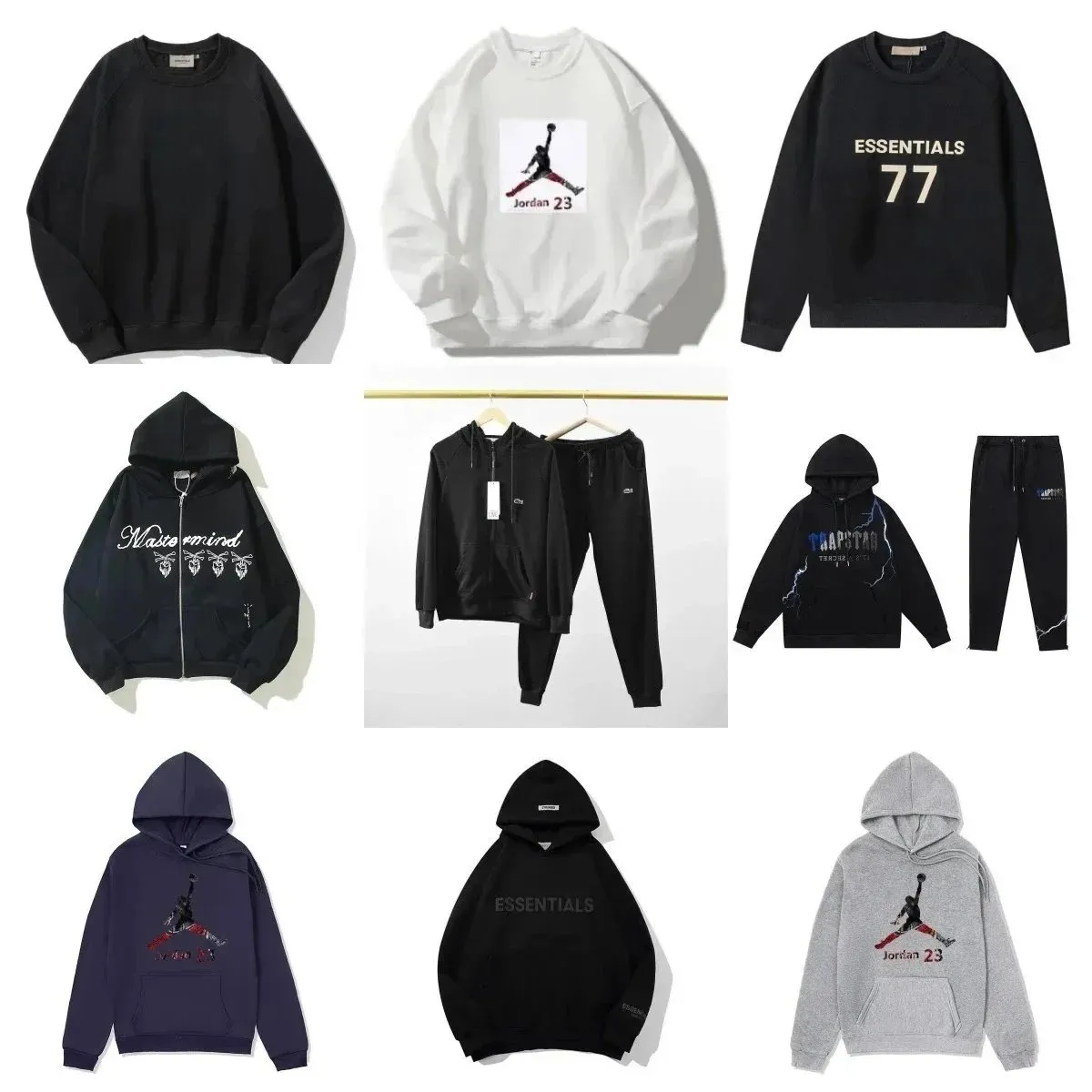 Fear of God Essentials hoodie in an oversized pullover style with center chest text.