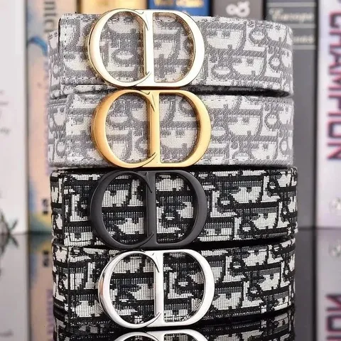 Dior Monogram pattern belt with CD logo buckle