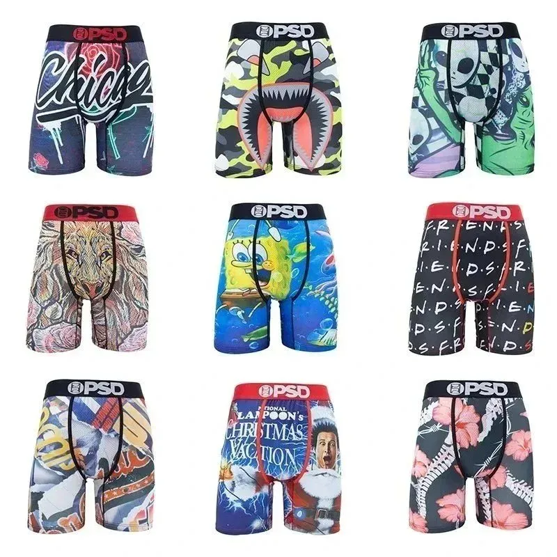 PSD boxer briefs z grafikami i kontrastowym logo na pasie