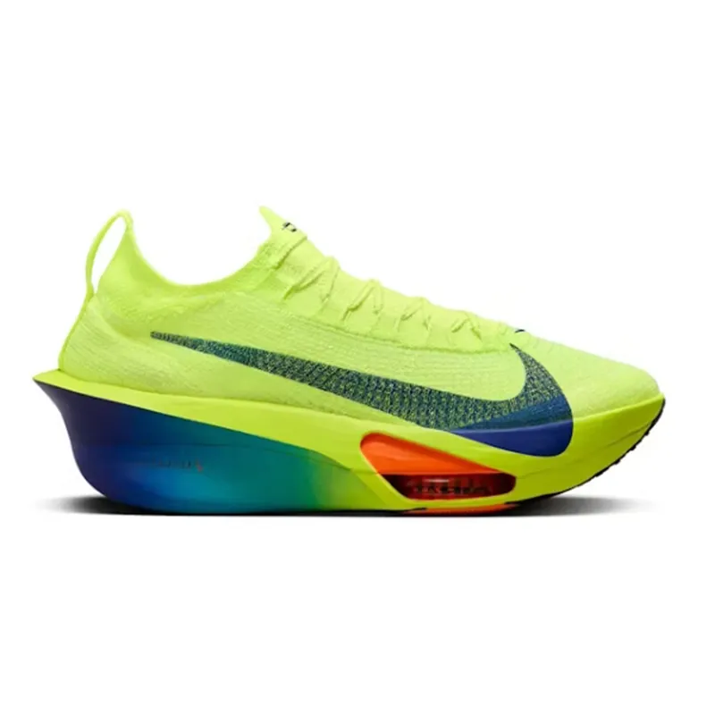 Nike low-top athletic sneakers with a neon multicolor upper and visible cushioning window.