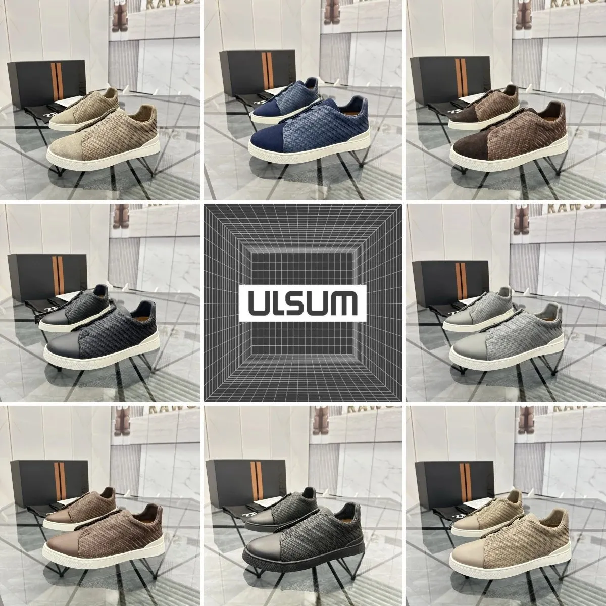 ULSUM sneakersy slip-on z plecioną cholewką i białą podeszwą