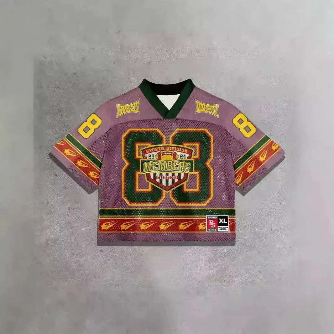 Unbranded Casual Sports Jersey with purple mesh look and MEMBERS chest graphic