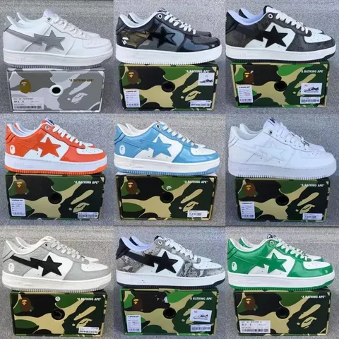BAPE Bapesta Star Logo Patent Snakeskin Low-Top Sneakers