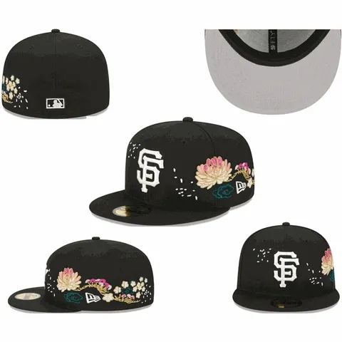Supreme Black Floral Embroidered Flat Brim Baseball Cap